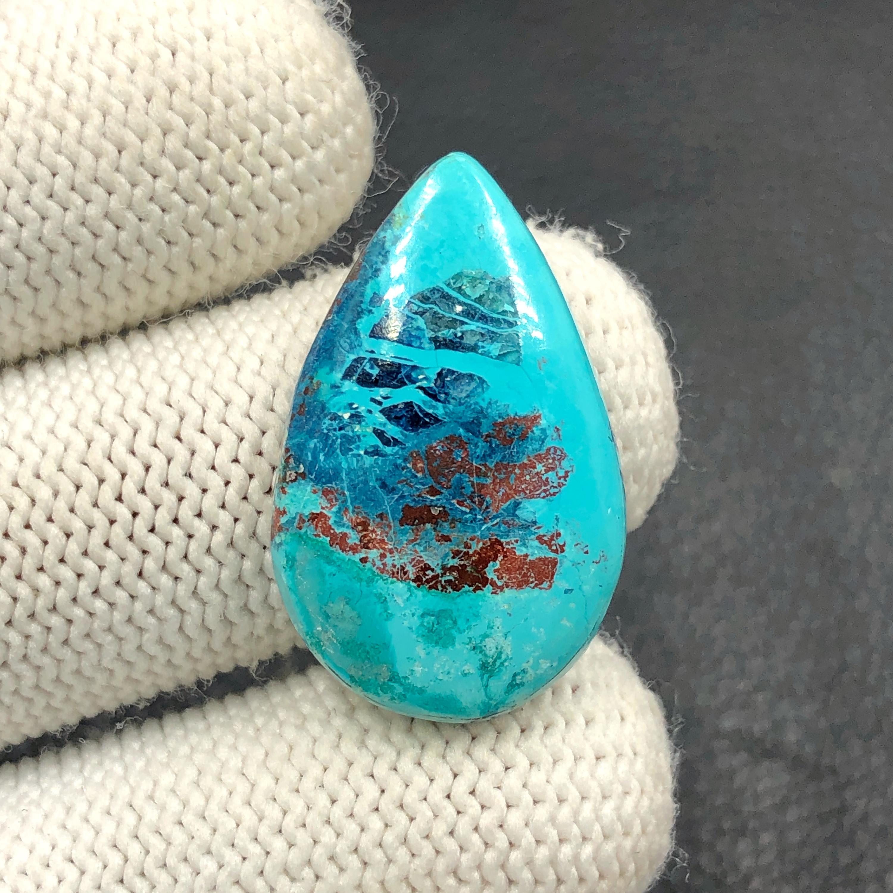 Chrysocolla Cabochon Pear Cabochon 29x18x6 Mm 21 Ctsa