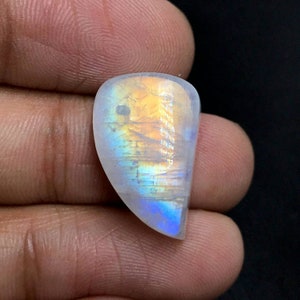 White Rainbow Moonstone Cabochon... Freeform Cabochon...22x13x7 mm...17 Cts...A#i9358