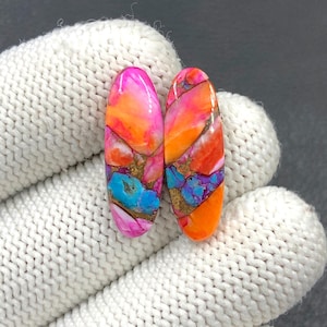 Paire de cabochons turquoise rose mohave de l'Arizona... cabochons ovales... 24 x 18 x 4 mm... 14 carats... A#N4475