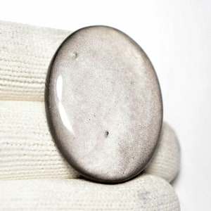 Zilveren Obsidiaan Cabochon... Ovale Cabochon... 35x27x5mm... 39Cts... #i3040