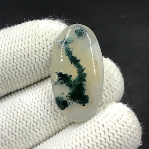 Cabochon van mosagaat... Ovale cabochon... 30 x 16 x 5 mm... 21 kt... A#N9048