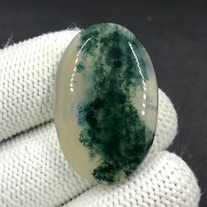 Cabochon van mosagaat... Ovale cabochon... 35 x 23 x 6 mm... 37 kts... A#N9037