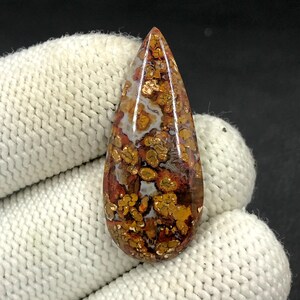 Cabochon van agaat naad... Cabochon peer...34 x 15 x 4 mm... 13 kt... A#N9155
