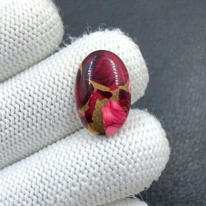 Cabochon di dalia rosa rossa...Cabochon ovale...19x12x4 mm...9 ct...A#O1292