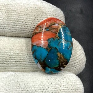Arizona Mohave Türkis Mit Spiny Oyster Cabochon...Ovaler Cabochon...22x17x5mm...17Cts...#i6105