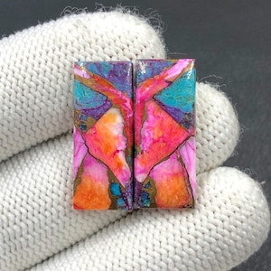 Paire de cabochons turquoise mohave rose de l'Arizona... Cabochon de coussin... 25 x 10 x 3 mm... 19 carats... A#N4486