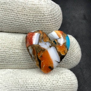 Arizona Mohave Türkis Mit Spiny Oyster Cabochon...Herz Cabochon...17x18x4mm...13Cts...#i6116