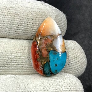 Arizona Mohave Türkis Mit Spiny Oyster Cabochon...24x14x4mm...12Cts...#i6112