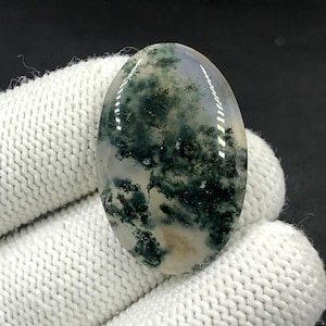 Cabochon en agate mousse... Cabochon ovale... 34 x 22 x 5 mm... 30 carats... A#N9045