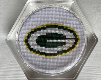 Posavasos de punto de cruz de los Green Bay Packers