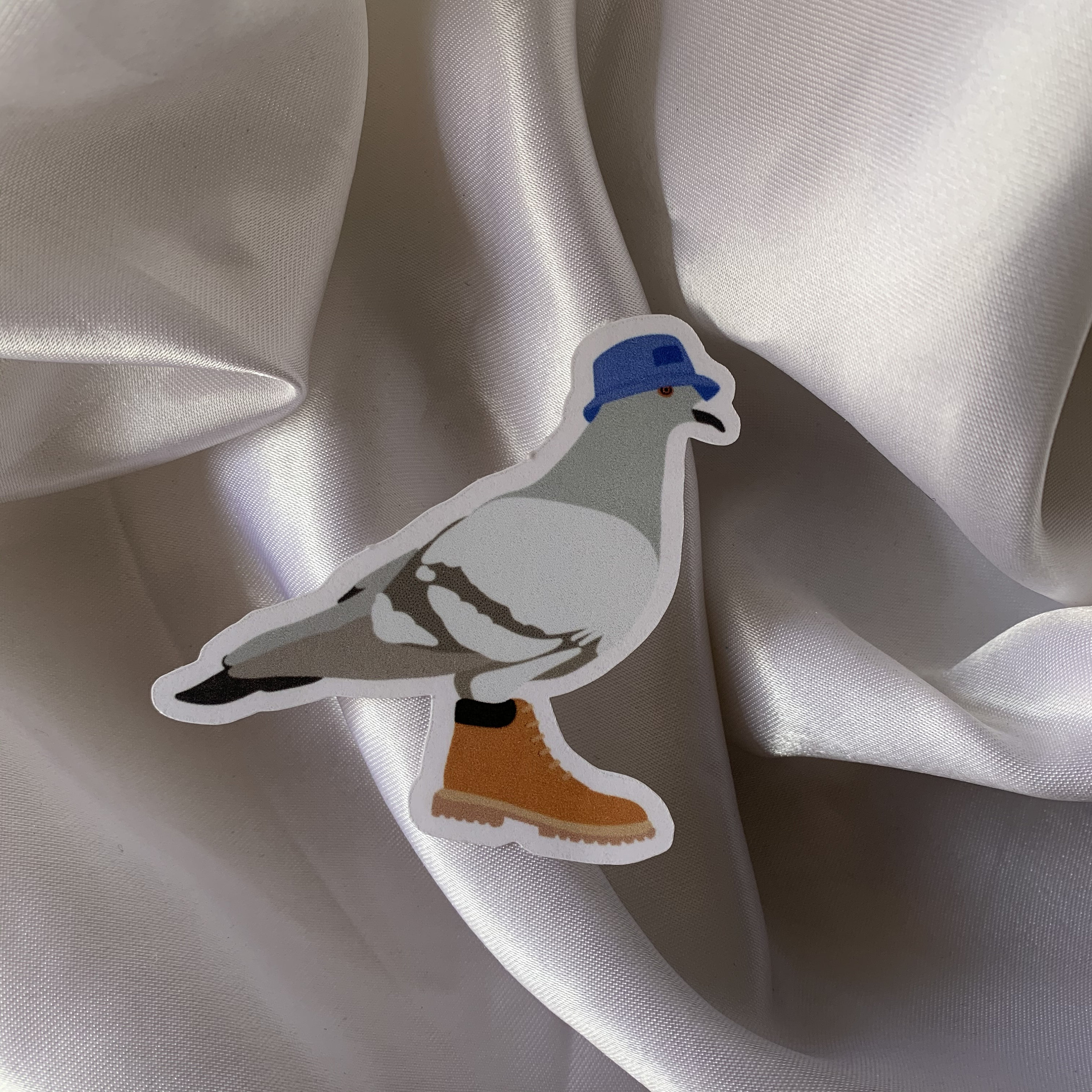 NYC Pigeon in Bucket Hat & Timberland Boots Sticker - Laptop Sticker - Skateboard Sticker - Car Sticker