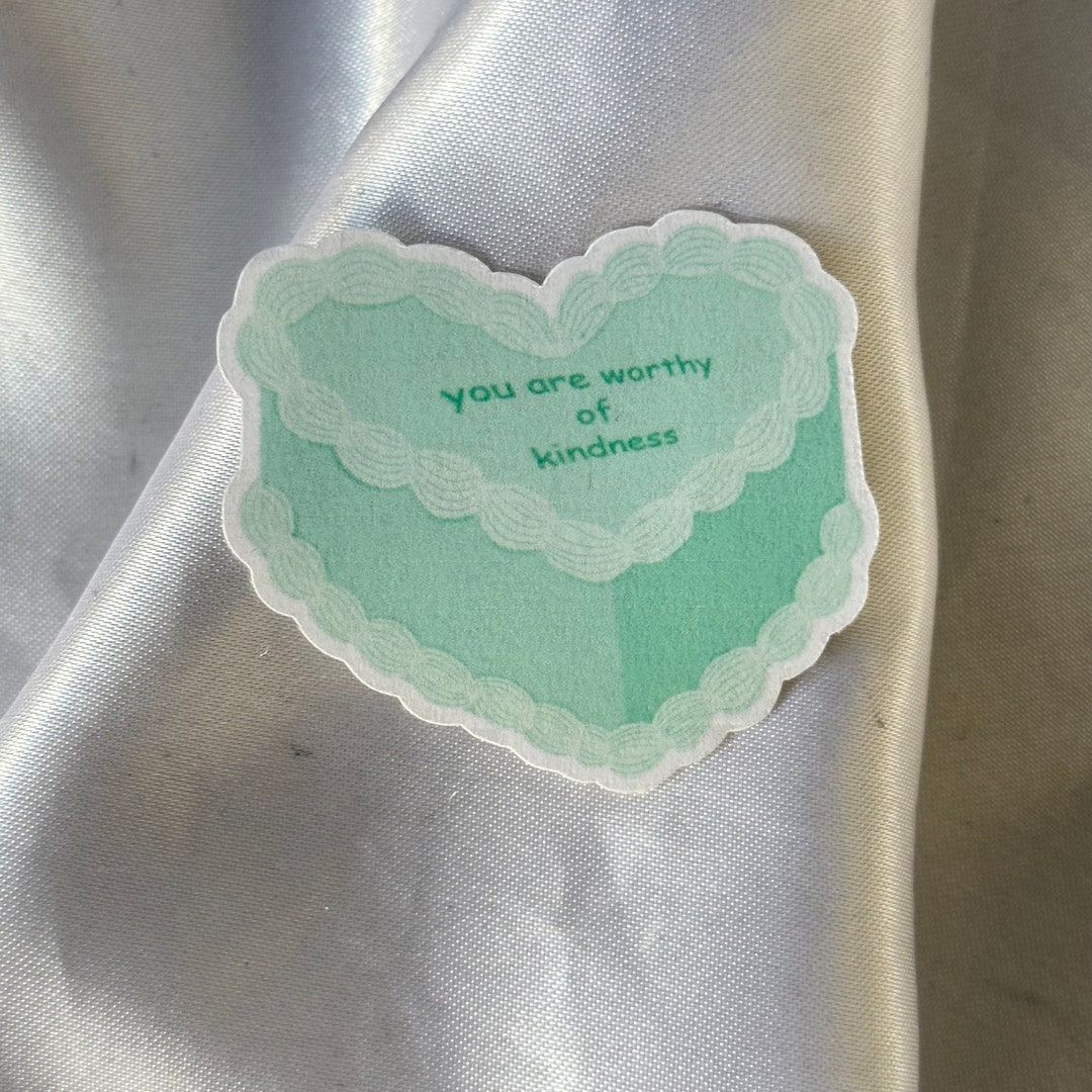 Worthy of Kindness Heart Cake Sticker - Laptop Sticker - Skateboard ...