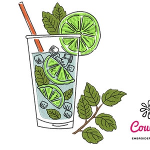 Mojito Drink Embroidery - Machine Embroidery Design, Embroidery Patterns, Embroidery Files, Machine Embroidery