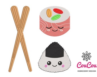 Cute Sushi Embroidery - Machine Embroidery Design, Embroidery Patterns, Embroidery Files, Machine Embroidery