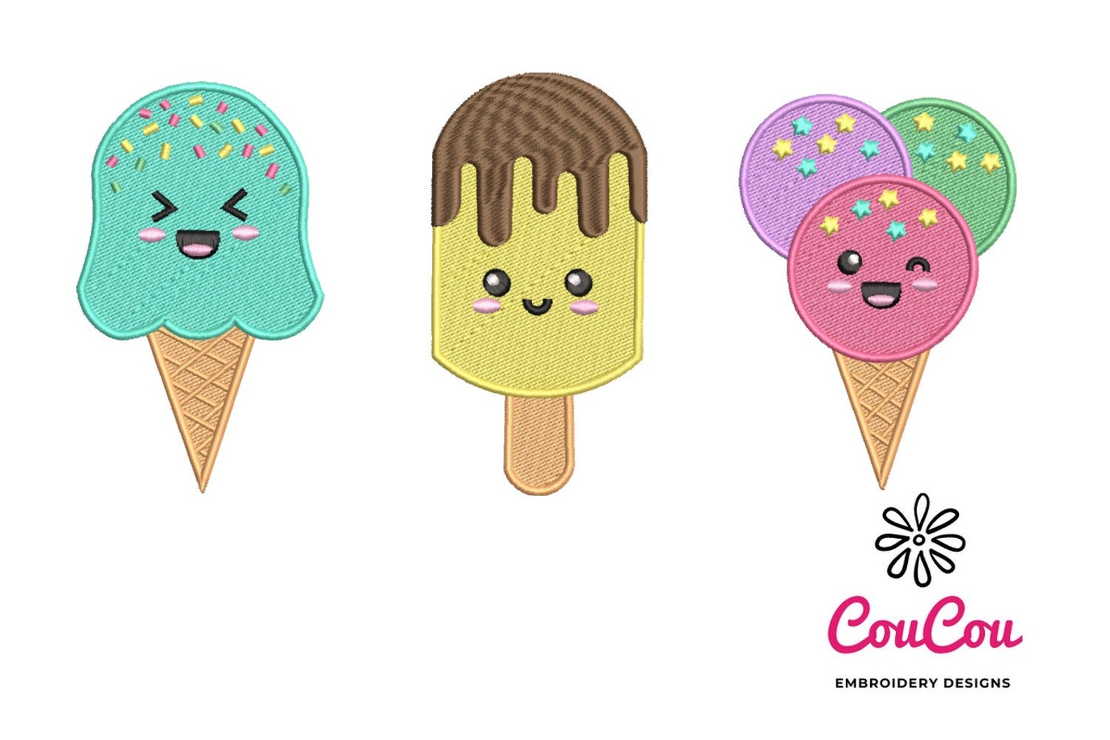 Cute Ice Cream Embroidery Machine Embroidery Design Etsy