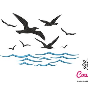 Seagulls Overboard Embroidery - Machine Embroidery Design, Embroidery Patterns, Embroidery Files, Machine Embroidery, Instant Download