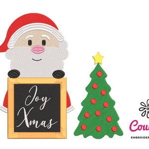Santa&#39;s and Blackboard Embroidery - Machine Embroidery Design, Embroidery Patterns, Embroidery Files, Machine Embroidery, Instant Download