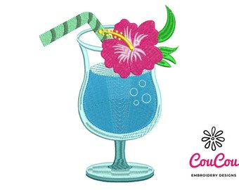 Hawaii Drink Embroidery - Machine Embroidery Design, Embroidery Patterns, Embroidery Files, Machine Embroidery