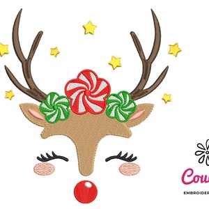 Christmas Reindeer Embroidery - Machine Embroidery Design, Embroidery Patterns, Embroidery Files, Machine Embroidery, Instant Download