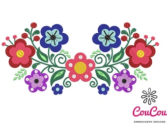 Ricamo di fiori messicani - Disegno per ricamo a macchina, Schemi per ricamo, File per ricamo, Ricamo a macchina, Download immediato