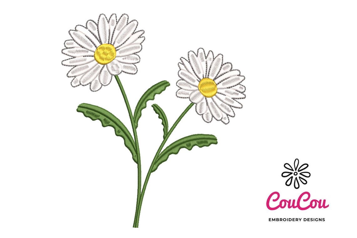 Daisy Flower Embroidery Machine Embroidery Design Etsy