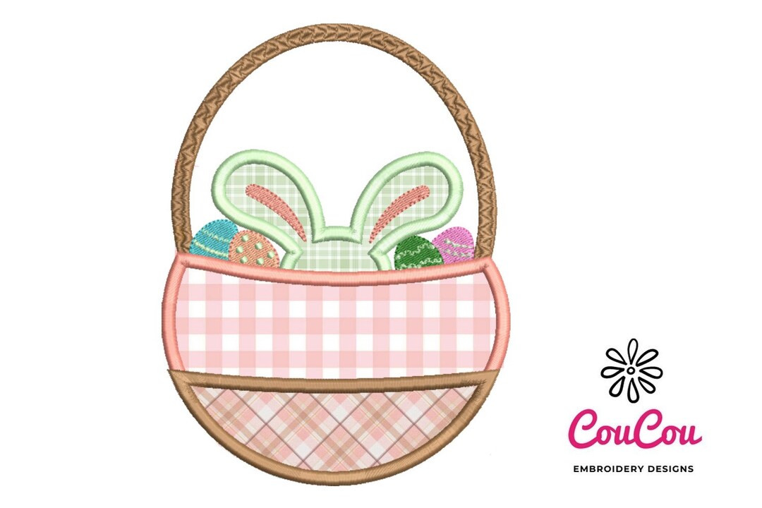 Easter Basket and Bunny Applique - Machine Embroidery Design ...