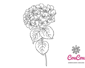 Hydrangea  Embroidery - Machine Embroidery Design, Embroidery Patterns, Embroidery Files, Machine Embroidery, Instant Download