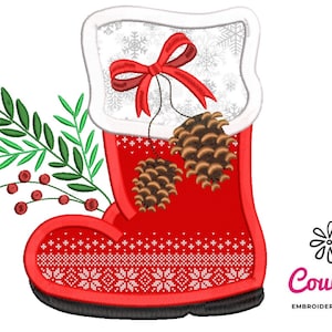 Christmas Santa Claus Boot Applique - Machine Embroidery Design, Embroidery Patterns, Embroidery Files, Machine Embroidery, Instant Download