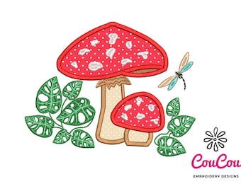 Cute Mushrooms Applique - Machine Embroidery Design, Embroidery Patterns, Embroidery Files, Machine Embroidery