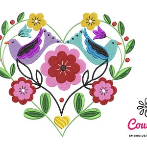 Heart Floral Embroidery - Machine Embroidery Design, Embroidery Patterns, Embroidery Files, Machine Embroidery, Instant Download