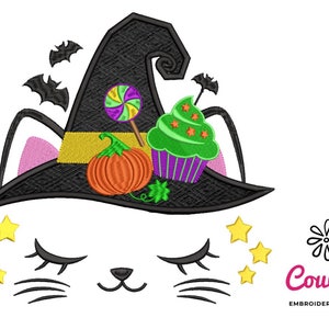 Cute Kitten Halloween Applique - Machine Embroidery Design, Embroidery Patterns, Embroidery Files, Machine Embroidery, Instant Download