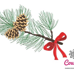 Christmas Pine Cone Embroidery - Machine Embroidery Design, Embroidery Patterns, Embroidery Files, Machine Embroidery, Instant Download