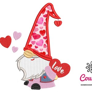 Cute Love Gnome Applique - Machine Embroidery Design, Embroidery Patterns, Embroidery Files, Machine Embroidery