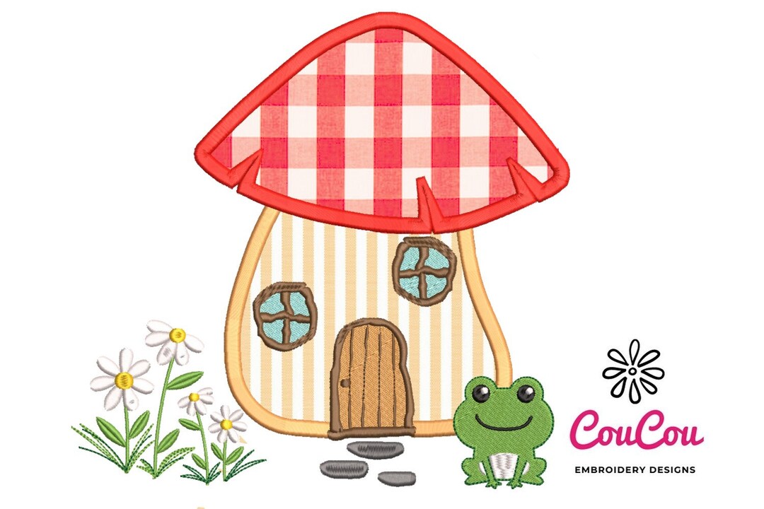 Cute Mushroom House Applique - Machine Embroidery Design, Embroidery ...