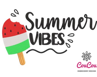Summer Vibes Embroidery - Machine Embroidery Design, Embroidery Patterns, Embroidery Files, Machine Embroidery, Instant Download