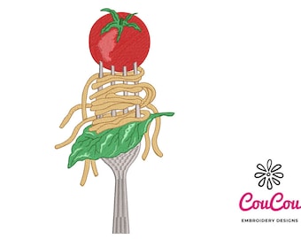Noodles on Fork Embroidery - Machine Embroidery Design, Embroidery Patterns, Embroidery Files, Machine Embroidery