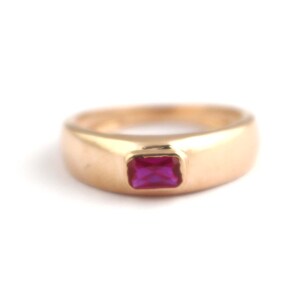 Octagon Ruby 925 Sterling Silver- Gold Plated Elegant Ring For Women- Handmade Ring For Her- July Birthstone - Engagement Wedding Ring