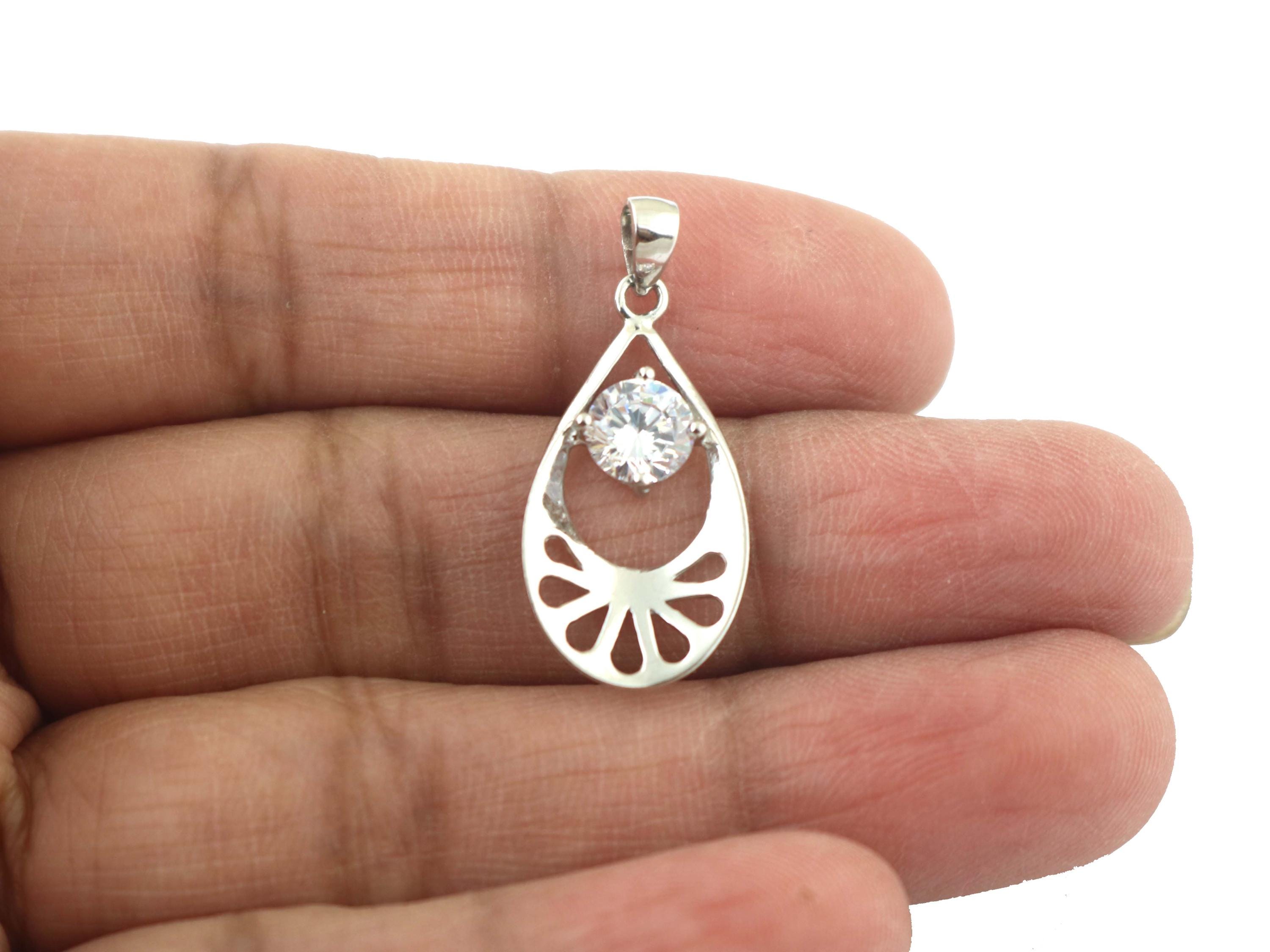 925 Sterling Silver Pendant - Pear Shape Dainty Pendant Necklace ...