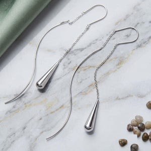 Threaders Drop Earrings - Handmade Chain Dangle Earrings For Women - Anniversary Gift
