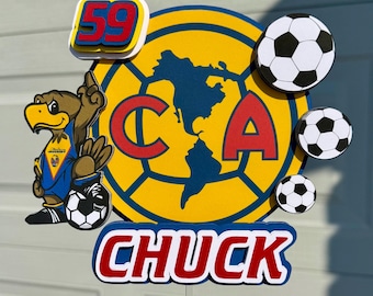 Personalized Club América Cake Topper – Custom Soccer Birthday Topper with Name & Age – Aguilas Theme Party Decoration