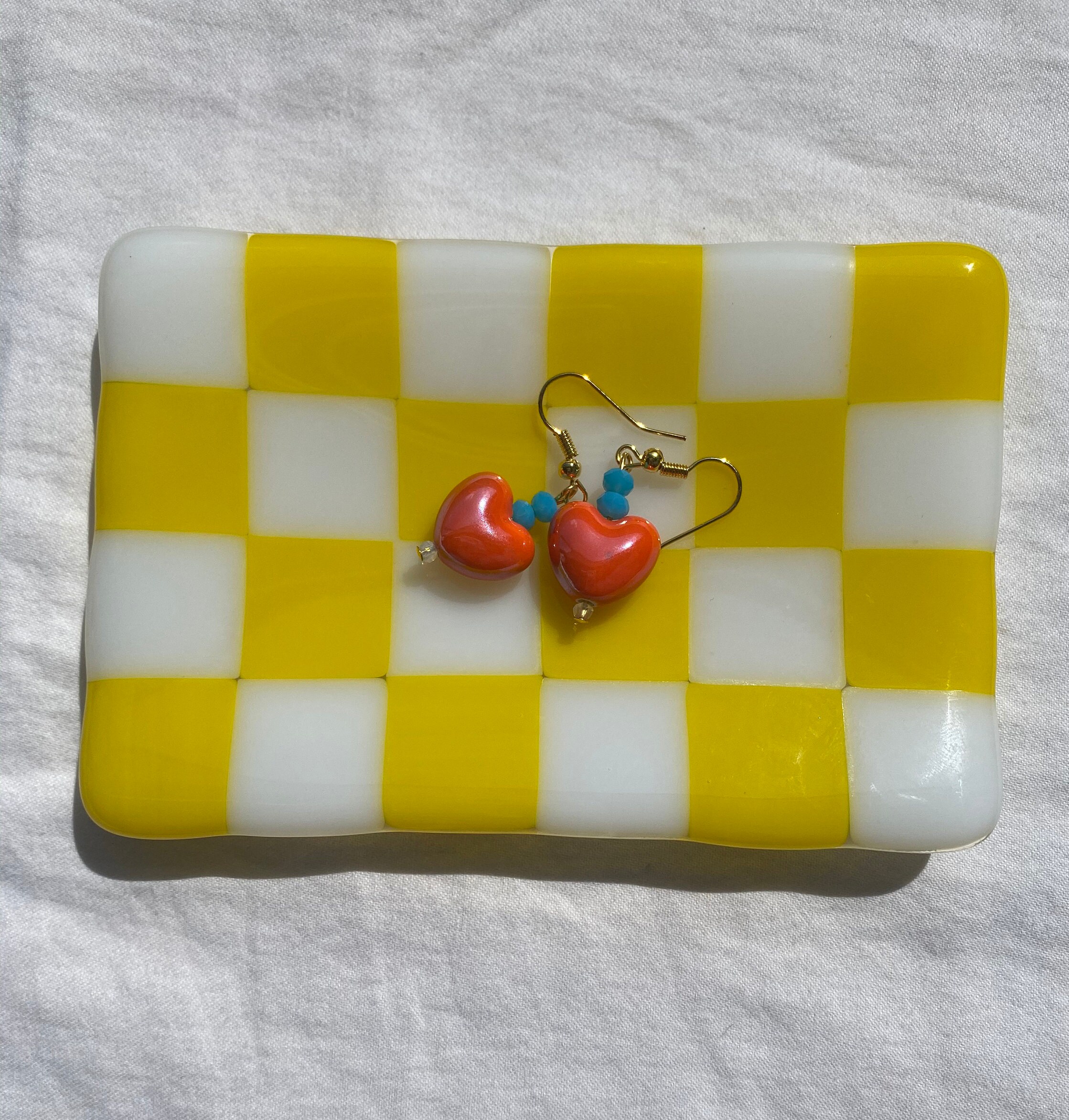 Orange Heart Earrings Etsy