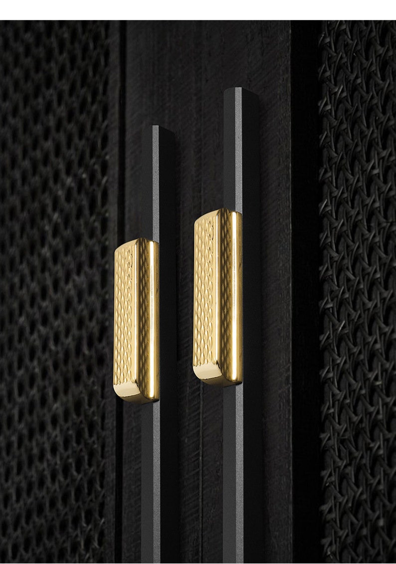 Strip Handles Gold Black Pulls Slim Drawer Etsy