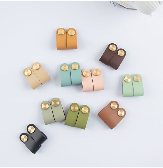 12 Colors Leather Knobs Handle Pulls Leather Etsy
