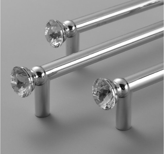 Crystal Kitchen Handles Knobs Solid Polished Chrome Etsy