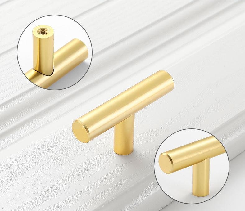 Brushed Gold Handles Drawer Pulls T Bar Knobs Matte Etsy