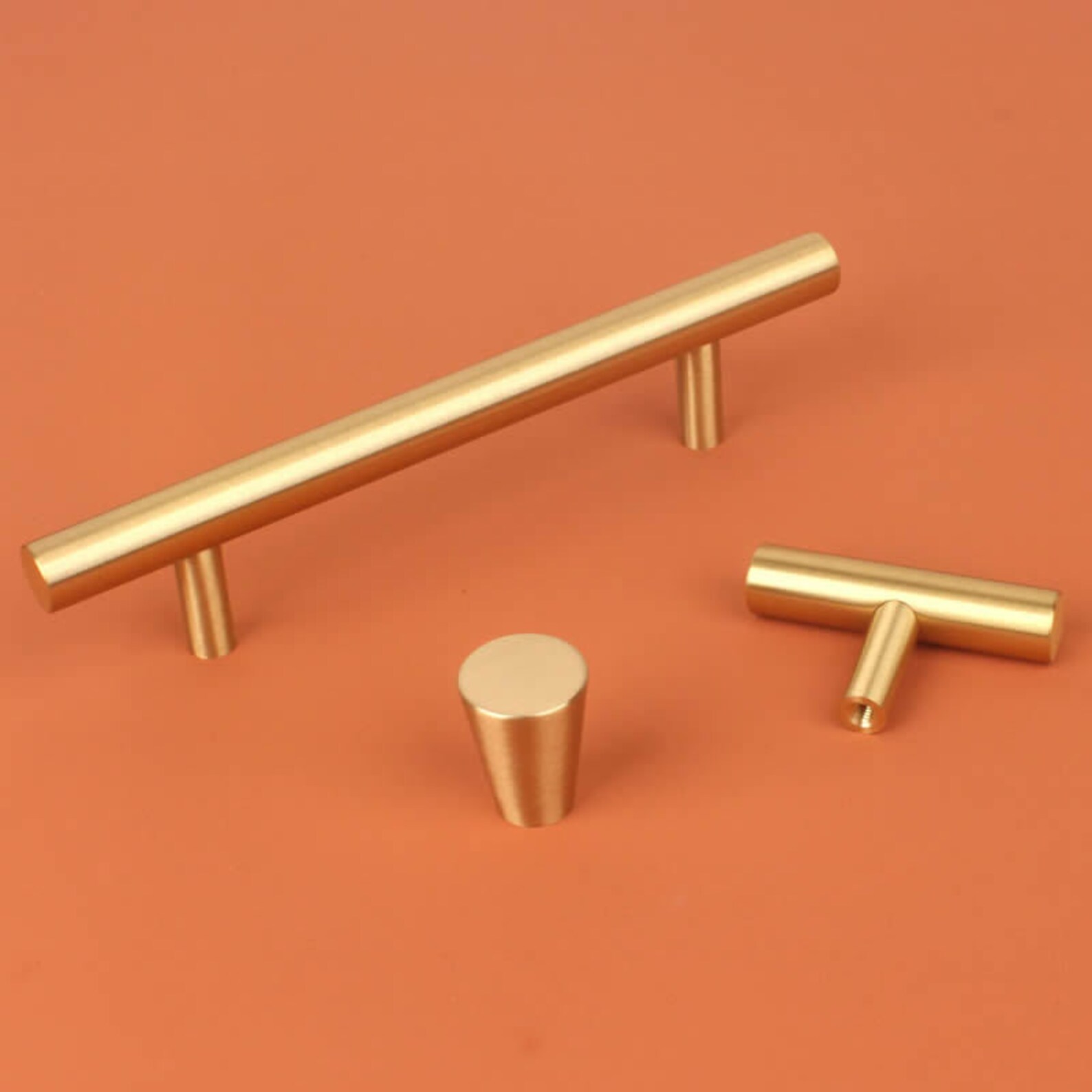 Brass Handles Solid Drawer Pulls Knobs T Bar Handles Etsy