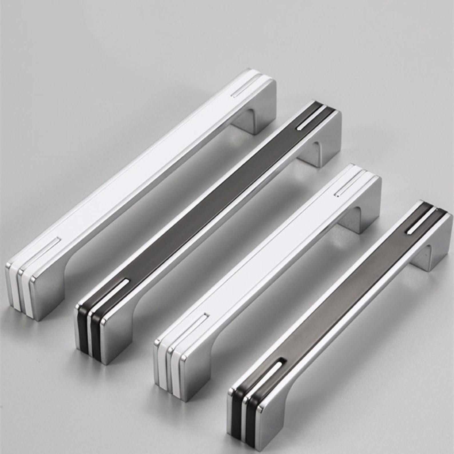 Square Kitchen Cabinet Handles Black White Chrome Dresser | Etsy