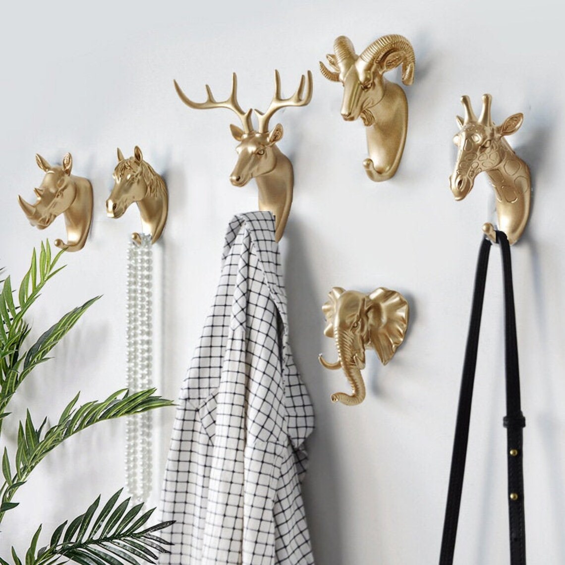 Creative Gold Animal Wall Hooks Handmade Coat Hangers Racks Etsy