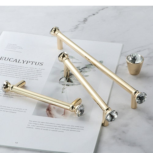 Gold Glass Knobs Crystal Dresser Knob Drawer Knobs Pulls Etsy