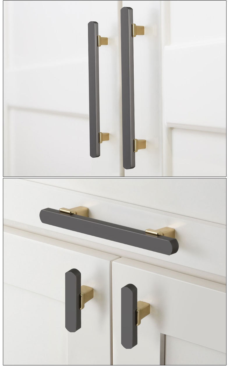 Modern Dresser Drawer Pulls Dark Grey Kitchen Handles Etsy